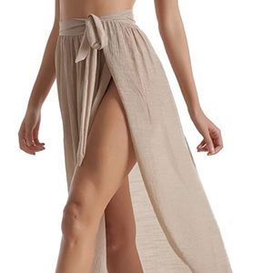 Khaki semi-sheer beach sarong/cover up